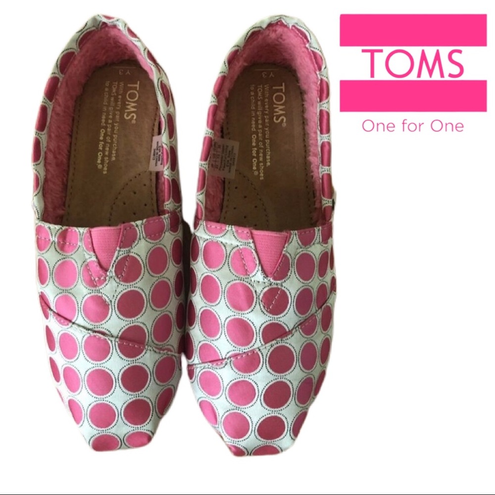 Toms Shoes Pink / Silver Polka Dot Espadrilles